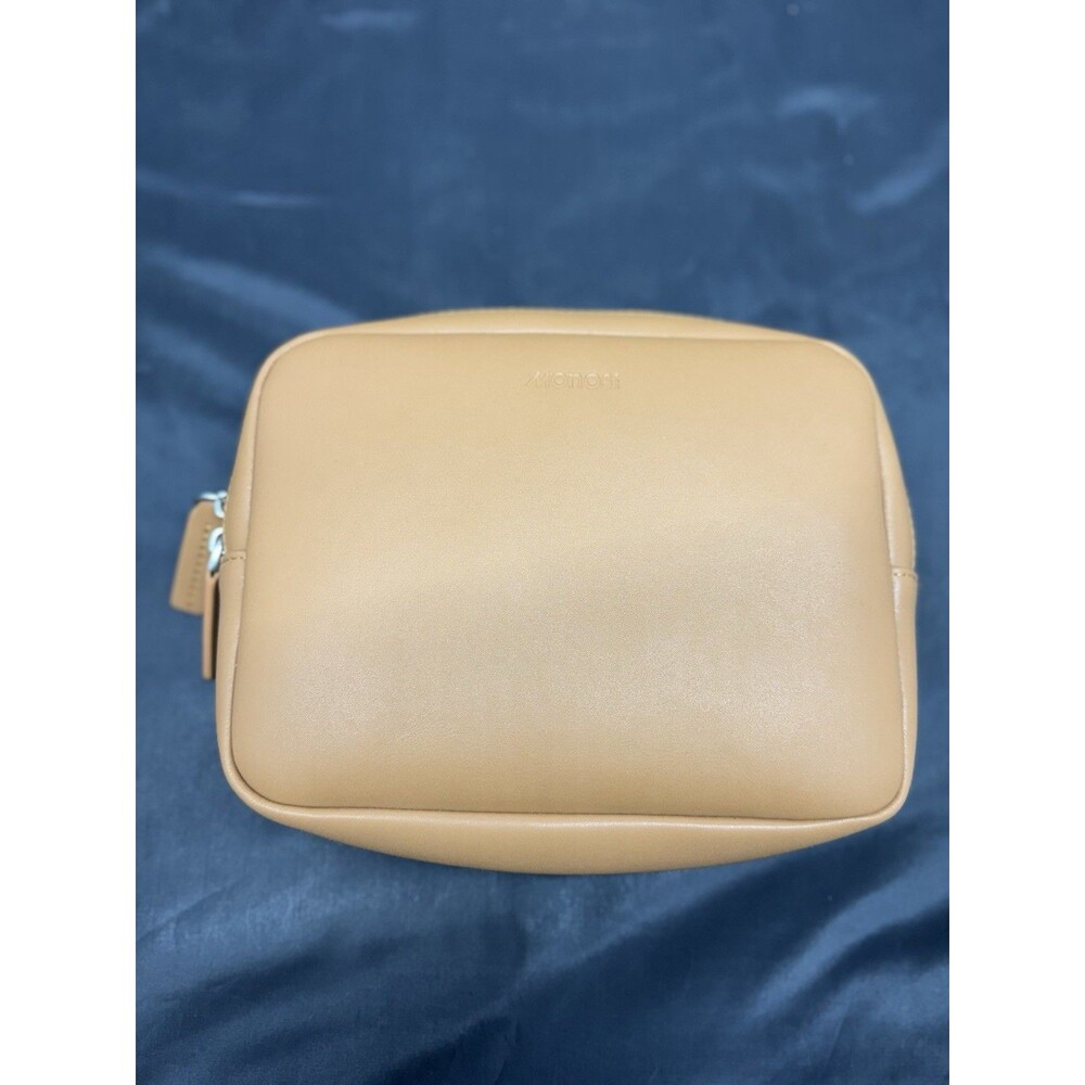 Monos Toiletry Case Travel Luggage Bag Zip Around Vegan Leather Brown